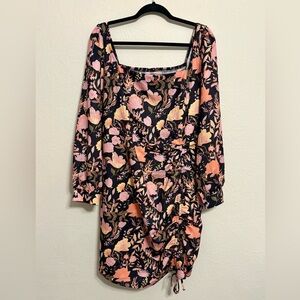 Cider Black and Pink Floral Dress